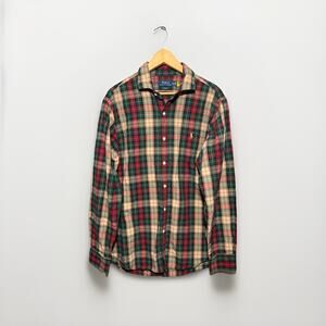 Polo Ralph Lauren Classic Fit Plaid Oxford Shirt Men’s XL Red Green Cotton